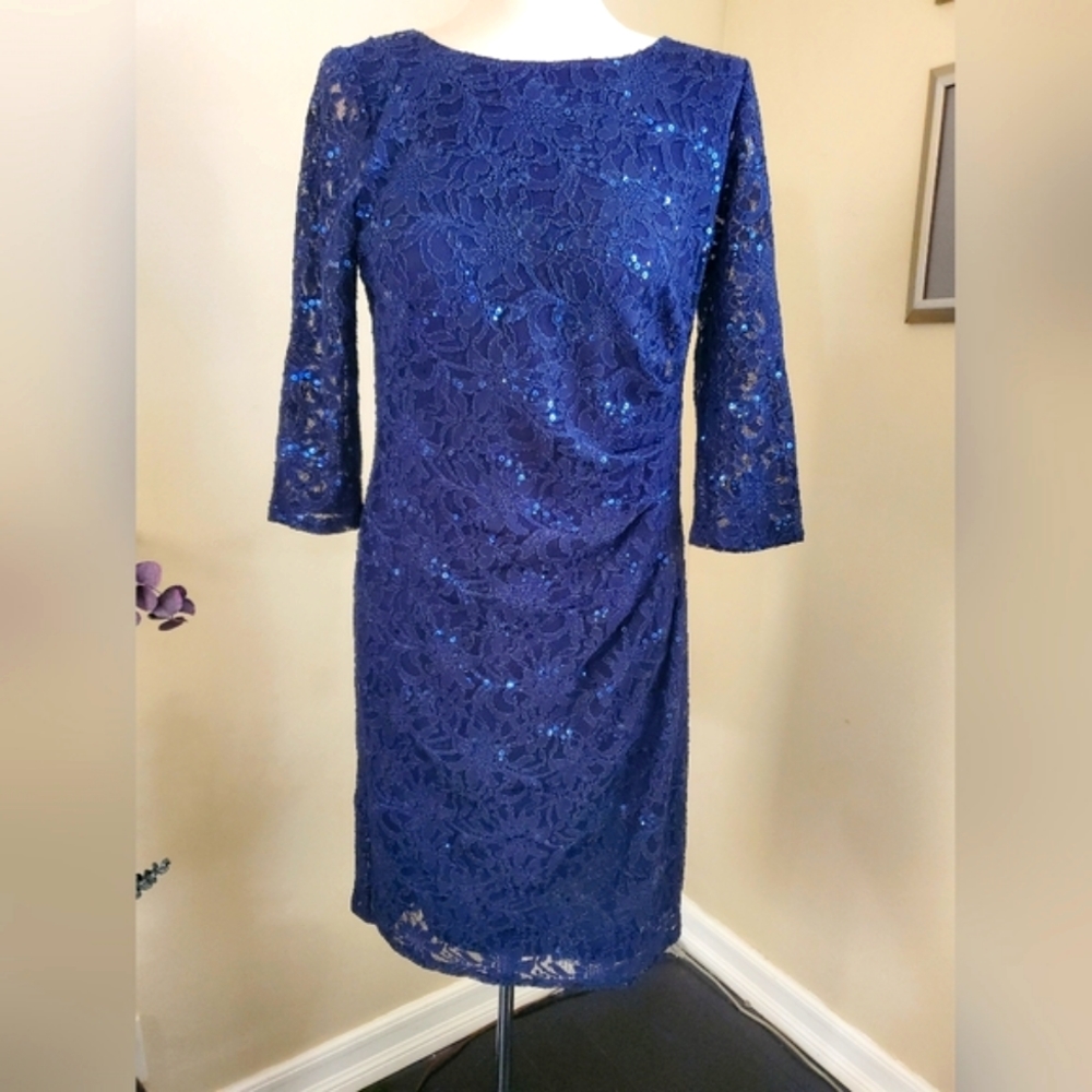 MARINA Navy blue lace & sequin dress size 6